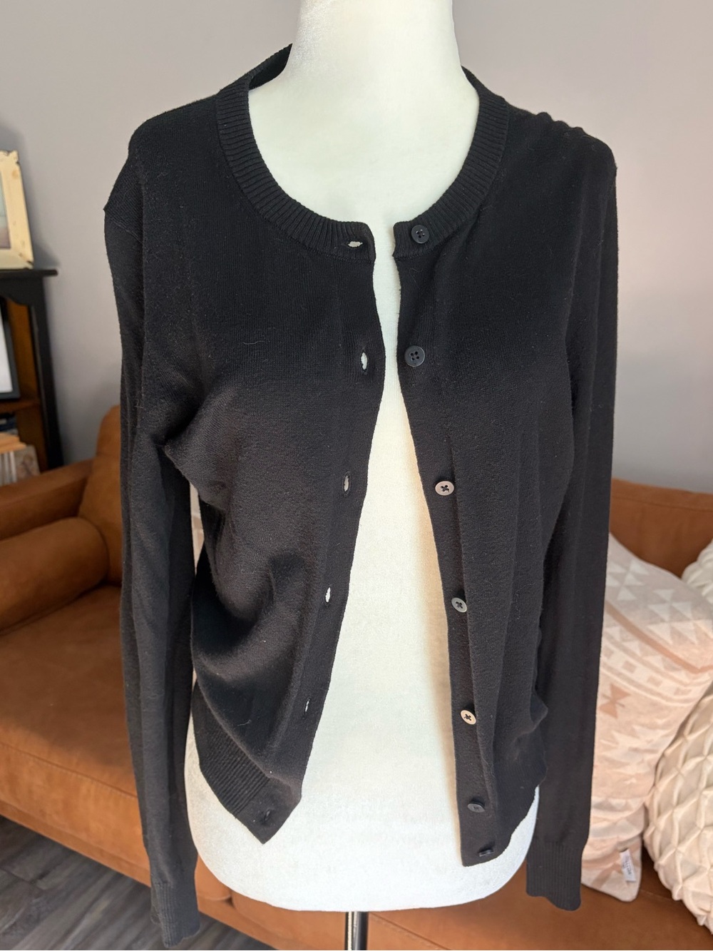 GAP Cashsoft Black Button-Front Knit Cardigan